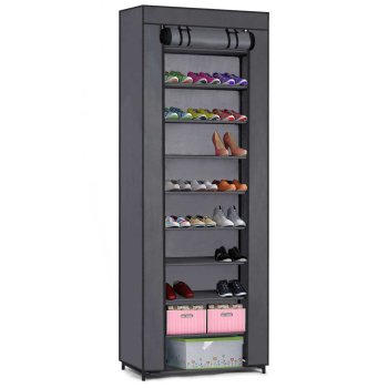 Massido Textile Shoe Cabinet 10 Shelves, Graphite
