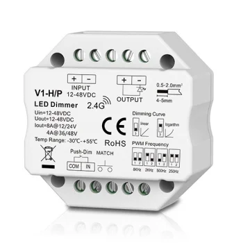 Išmanusis LED valdiklis V1-H/P 12-48V 8A Push-Dim RF 2.4GHz