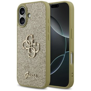 Guess iPhone 17 dėklas Fixed Glitter Big 4G, auksinis