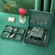 Velvet Jewelry Box Organizer with Drawer, Green
