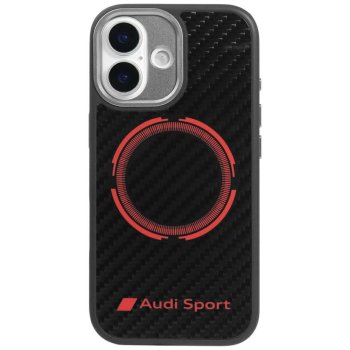 Audi RSQ Carbon Fiber Sport Red Circle MagSafe dėklas iPhone 17, juodas