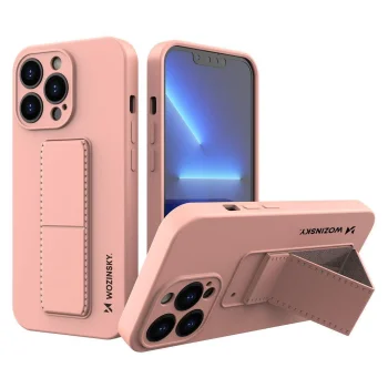 Wozinsky Kickstand Case iPhone 13 mini dėklas su stovu, rožinis