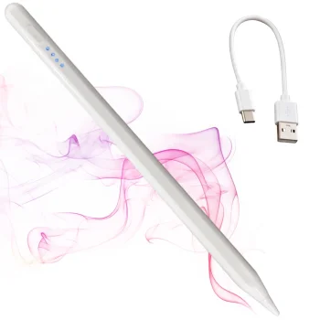 Aktyvusis jutiklinių ekranų rašiklis su USB-C ir 2 mm antgaliu, baltas