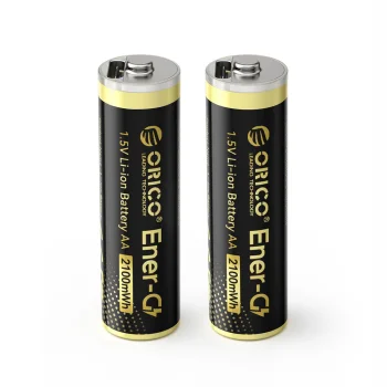 Įkraunamos AA ličio baterijos Orico Ener-G EG5C 1.5V 2100 mWh su USB-C laidu, 2 vnt.
