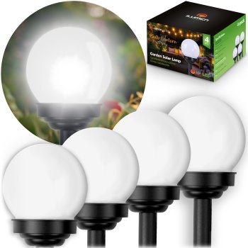 Ilumen LS-102 Solar Garden Lights, White Balls, 4 Pcs