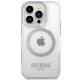 Guess Metal Outline MagSafe dėklas, skirtas iPhone 14 Pro Max 6.7\", sidabrinis