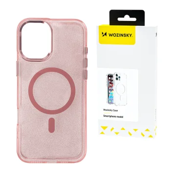 Wozinsky Glitter Case with MagSafe for Samsung Galaxy S25+, Pink with Glitter