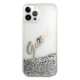 Guess iPhone 12 Pro Max dėklas Glitter Vintage Script, sidabrinis