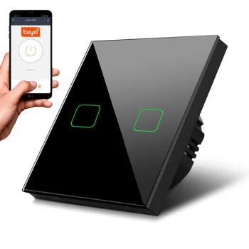 Smart Touch Light Switch Maclean MCE717B, 2-Gang, Wi-Fi, Tuya, Black