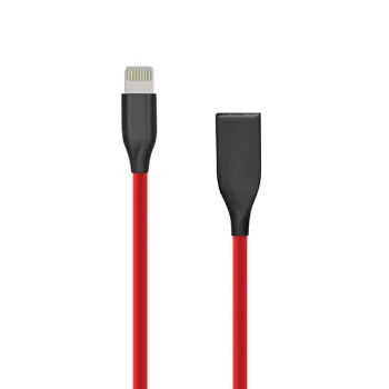 Extra Digital silikoninis USB–Lightning laidas, 1m, raudonas
