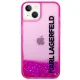 Karl Lagerfeld Liquid Glitter Elong dėklas, skirtas iPhone 14 Plus / 15 Plus, Rožinis