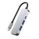 USB-C šakotuvas Tech-Protect V2 4in1 (HDMI, USB 3.0, USB 2.0, USB-C), pilkas