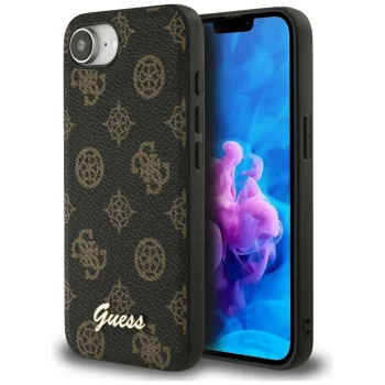 Guess Peony Script Logo MagSafe dėklas iPhone 16e, juodas