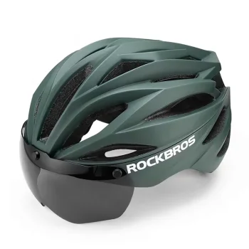 Rockbros dviratininko šalmas su magnetiniais akiniais, žalias