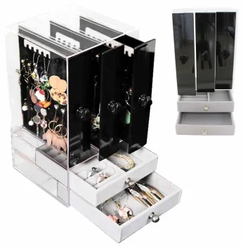 Jewelry organizer with 3 vertical drawers, acrylic