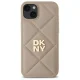 DKNY dėklas iPhone 15 Plus telefonui Quilted Stack Logo, smėlio spalvos