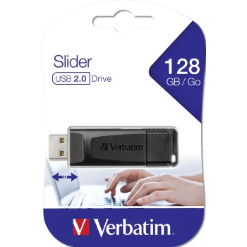USB atmintinė Verbatim Store n Go Slider 128GB USB 2.0 (49328), juoda