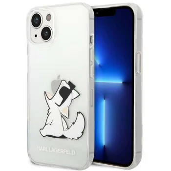 Karl Lagerfeld Choupette Fun dėklas iPhone 14 Plus telefonui, skaidrus