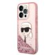 Karl Lagerfeld Glitter Karl\'s Head dėklas iPhone 14 Pro Max telefonui, rožinis