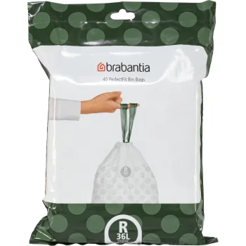 Šiukšlių maišai su raišteliu Brabantia PerfectFit Type R, 36 l, 30 vnt., balti