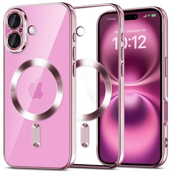 Dėklas Tech-Protect MagFlex skirtas iPhone 16, skaidrus / rožinis