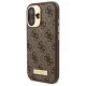 Guess iPhone 16 Plus dėklas 4G Logo Plate MagSafe, rudas