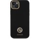 Guess Silicone Logo Strass 4G dėklas iPhone 15 Plus / 14 Plus, juodas