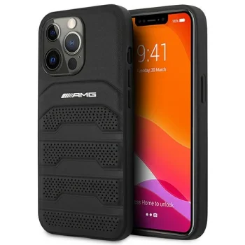 Mercedes iPhone 14 Pro Max dėklas AMG Debossed Lines, juodas