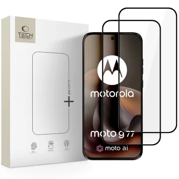 Tech-Protect Glass Fit+ Tempered Glass for Motorola Moto G67 / G77 (2-Pack), Black