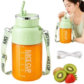 Nešiojamas USB plaktuvas-gertuvė, 1200 ml, žalias