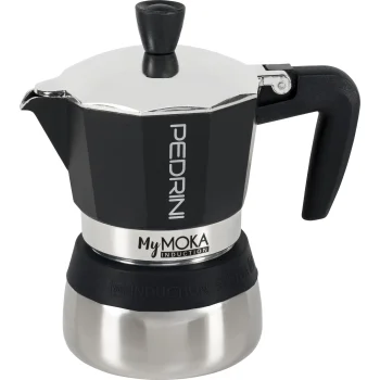 Pedrini MyMoka Induction Moka Pot, 3 Cups, Silver/Blue