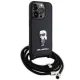 Karl Lagerfeld dėklas iPhone 15 Pro telefonui Saffiano Ikonik Crossbody, juodas