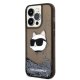 Karl Lagerfeld dėklas iPhone 14 Pro Max telefonui Glitter Choupette Head, juodas