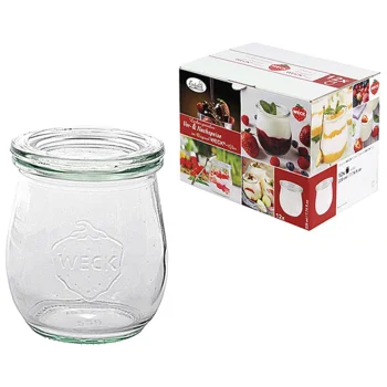 Stikliniai indai Weck Tulip Jar 220 ml su stikliniais dangteliais, 12 vnt.