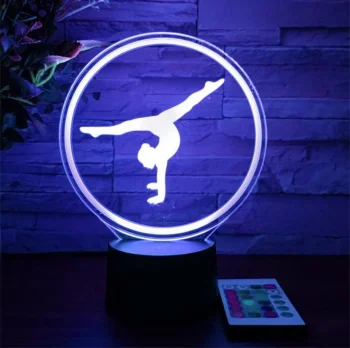 3D LED naktinė lempa „Gimnastas“ su nuotolinio valdymo pulteliu