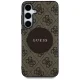 Guess 4G Round Patch Classic Logo MagSafe dėklas Samsung Galaxy S25 Plus, rudas