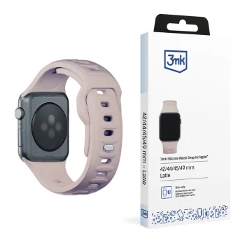 3mk silikoninis laikrodžio dirželis Apple Watch 42 / 44 / 45 / 49 mm, bežinis