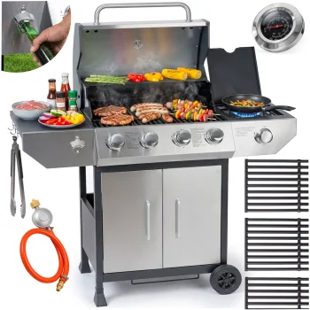 Berdsen Bd-896 Gas Grill with Cast Iron Grate and Lid, 4+1 Burners