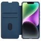 Atverčiamas dėklas Nillkin Qin Cloth Pro Case skirtas iPhone 14 Plus su kameros dangteliu, mėlynas
