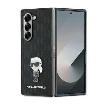 Karl Lagerfeld Saffiano Ikonik Pin dėklas telefonui Samsung Galaxy Z Fold 6, juodas