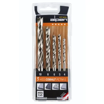 Medienos grąžtų rinkinys Alpen HSS-Cobalt PCTM, 4–10 mm, 5 vnt.