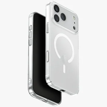 Uniq Airsuit Magclick Charging dėklas telefonui iPhone 17 Pro Max, skaidrus