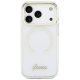 Guess IML Script Metal MagSafe skaidrus dėklas, skirtas iPhone 17 Pro