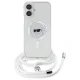 Karl Lagerfeld dėklas iPhone 16 su Crossbody virvele ir MagSafe, skaidrus