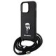Karl Lagerfeld dėklas iPhone 15 Pro Max Crossbody Saffiano Monogram, juodas