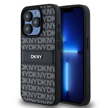 DKNY iPhone 15 Pro Max Case Mono Stripe & Metal Logo, Black