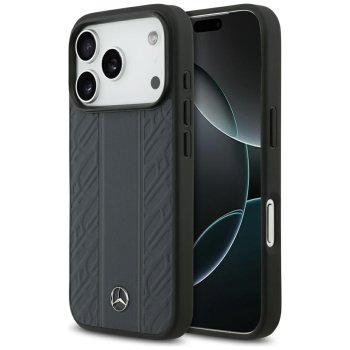 Mercedes Leather Laurel Leaves Stripes MagSafe dėklas telefonui iPhone 17 Pro, mėlynas