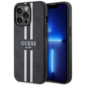 Guess iPhone 13 Pro Max Case 4G Printed Stripes MagSafe, Black