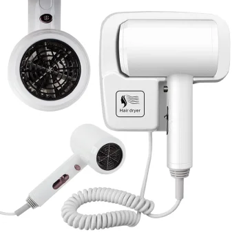 Wall-Mounted Hair Dryer for Hotels and Pools 1200W, White