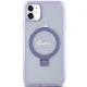 Guess Ring Stand Script Glitter MagSafe dėklas iPhone 11 / XR, violetinis